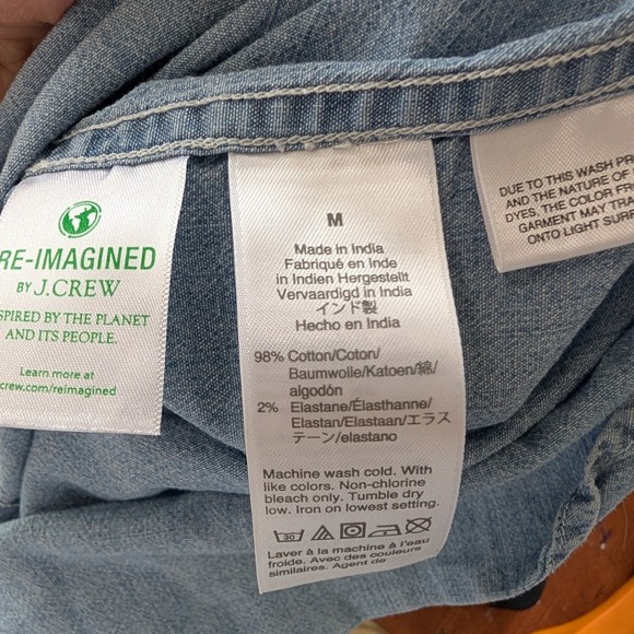 J. Crew Mens Light Blue Organic Cotton Short Sleeve Button Down Casual Shirt med - Picture 5 of 5